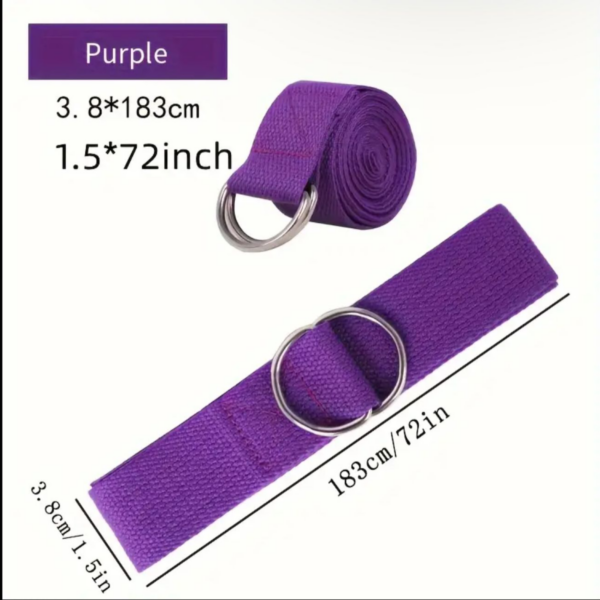 Durable Yoga Strap with Metal D Ring - Image 2